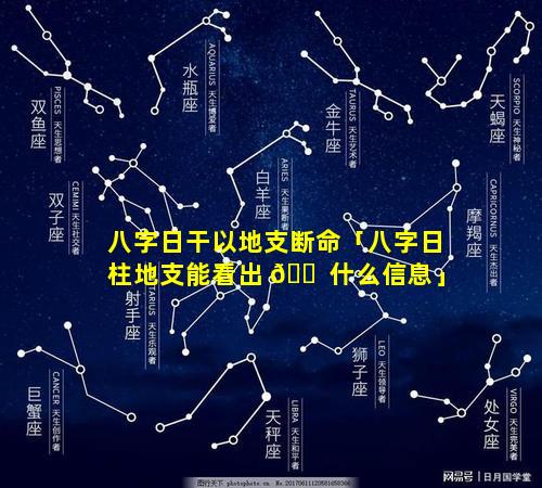 八字日干以地支断命「八字日柱地支能看出 🐠 什么信息」